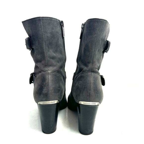 MICHAEL KORS Gray Leather Heeled Booties Boots Size 6.5 - Picture 5 of 10